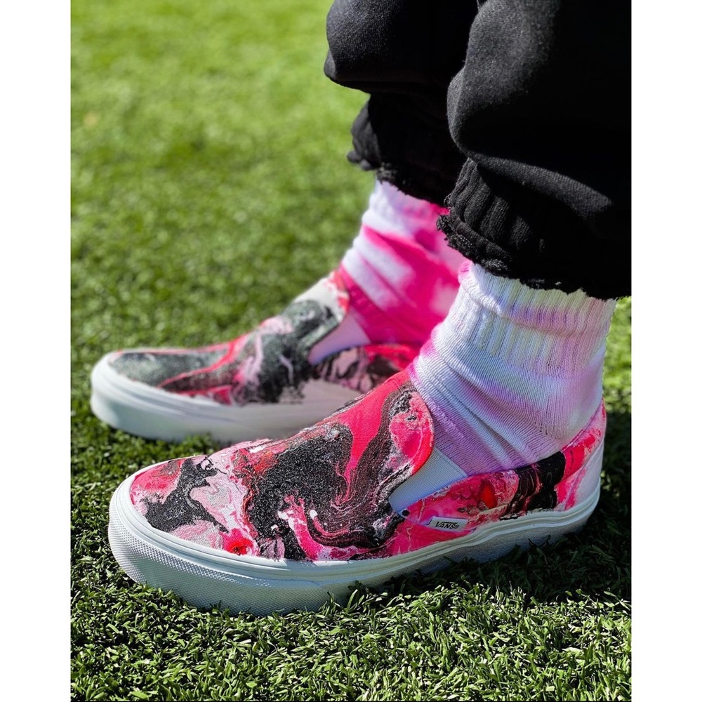 One-Of-A-Kind Dip Dyed Painted Vans